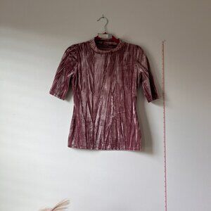 Pilcro (Anthropologie) Crushed Velvet Mock-Neck Shirt